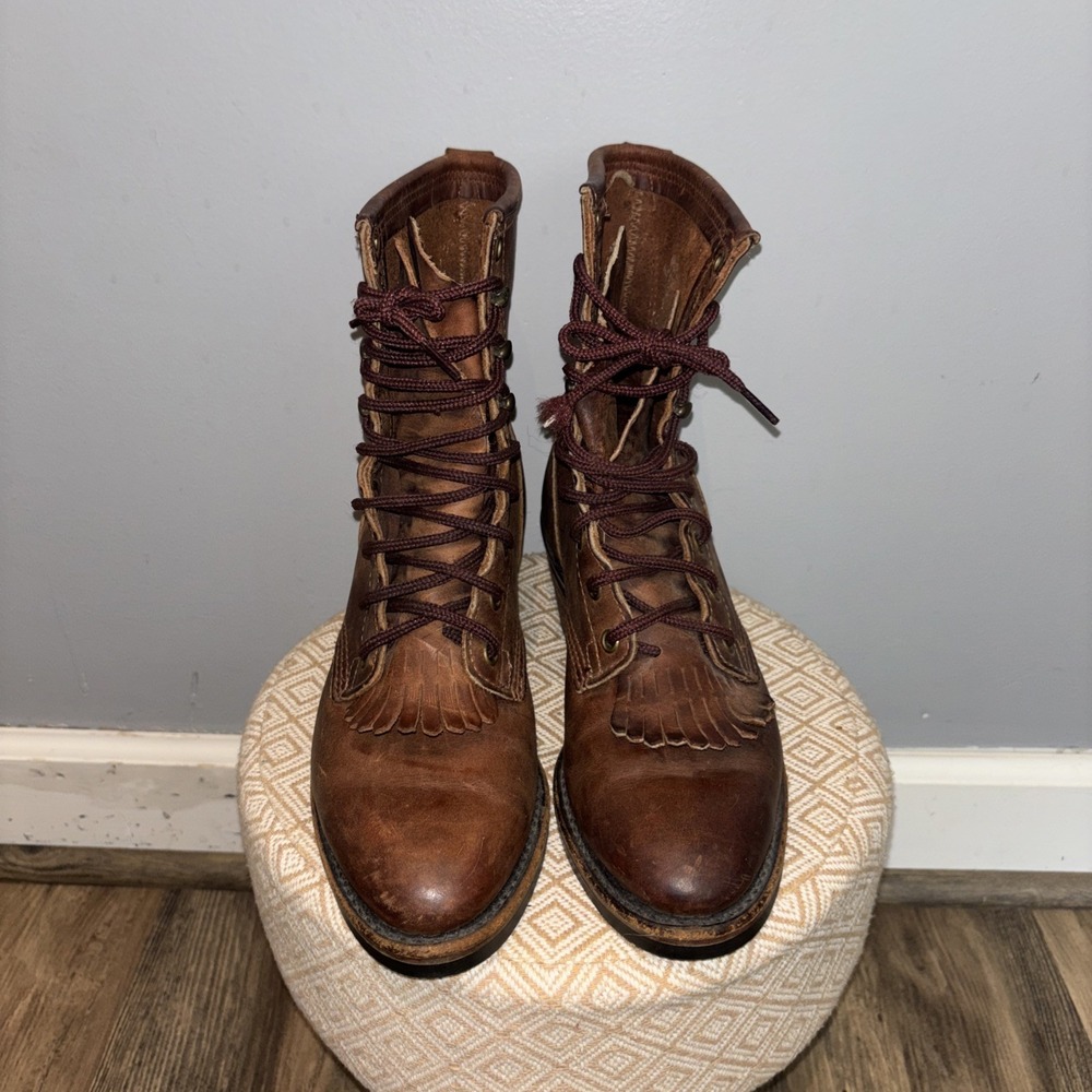 Santa Fe Boot Co Leather Lace Up Boots Women's 7.5 Renaissance Festival Riding